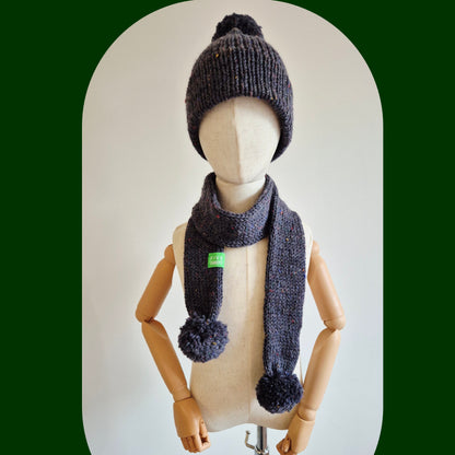 Kids scarf & beanie set Navy blue