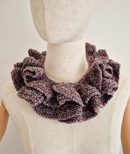 Luxury Hand-Knitted Ruffle Scarf with Button Closure