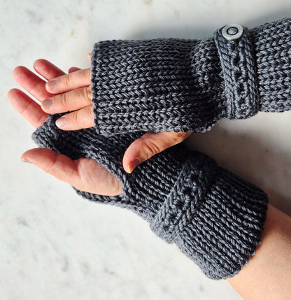 fingerless gloves light dark grey